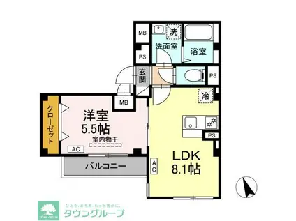 SKYE S RESIDENCE塚越(1LDK/3階)の間取り写真