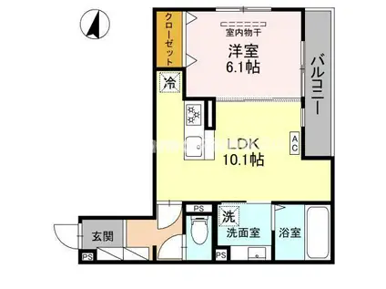 トリシア武庫川(1LDK/3階)の間取り写真