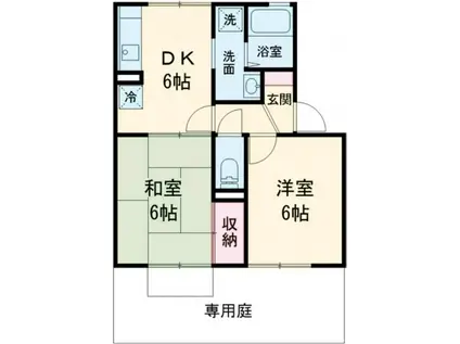 ロイヤルプラムB棟(2DK/1階)の間取り写真