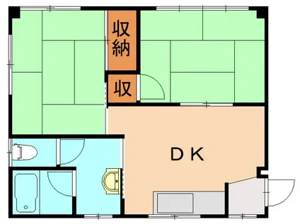 ハイツ東鳴水(2DK/2階)の間取り写真