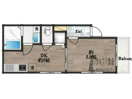 MELDIA大蓮東II(1DK/1階)の間取り写真