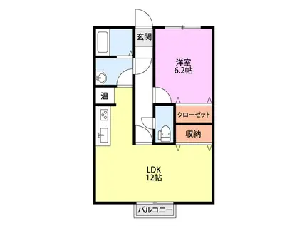 エスコート B棟(1LDK/1階)の間取り写真