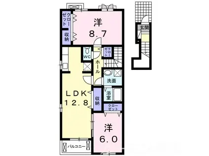 アイ・ボヌール(2LDK/1階)の間取り写真