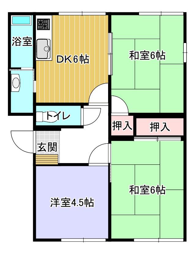 タウニィ狭山(3DK/1階)の間取り写真