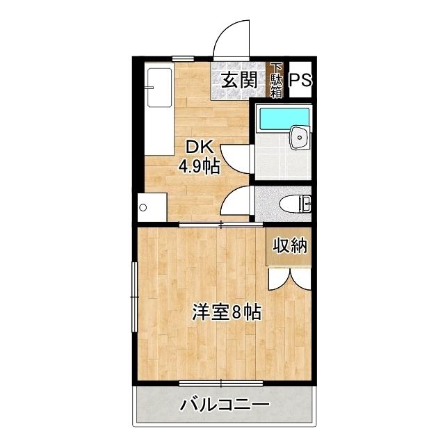 フォルクローレペルシュ(1DK/4階)の間取り写真