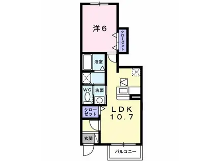 サワーパルシェ(1LDK/1階)の間取り写真
