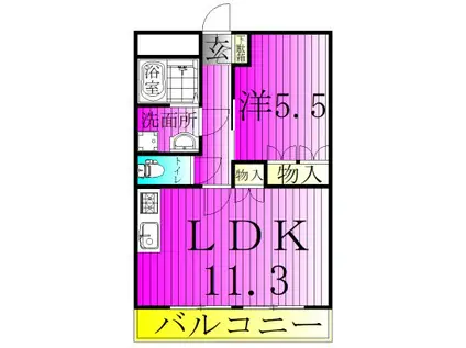 グリーンキャッスルIII(1LDK/1階)の間取り写真