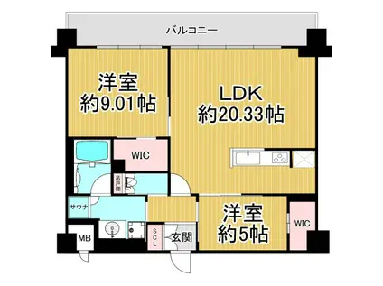 プレジオ宝塚ASIAN(2LDK/4階)の間取り写真