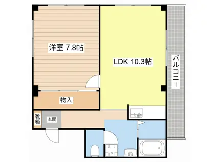 旭ビル(1LDK/3階)の間取り写真