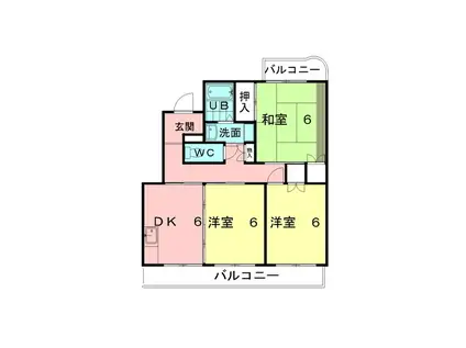 杉山パレス(3DK/4階)の間取り写真