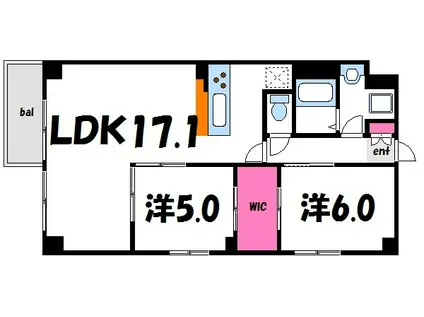 LA PRIMA GRANDE(1SLDK/2階)の間取り写真