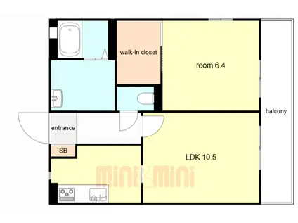 メゾンクレア(1DK/2階)の間取り写真