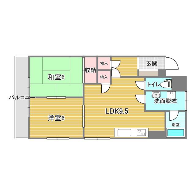 もみじ屋マンション(2LDK/3階)の間取り写真