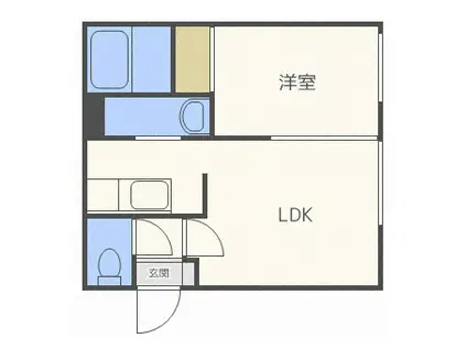 シェリエ平岸(1LDK/4階)の間取り写真