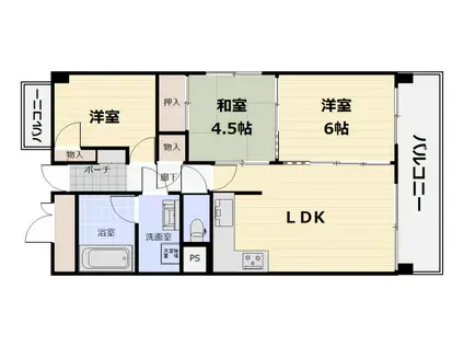 藤和シティコープ鶴見橋(2LDK/2階)の間取り写真