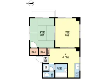 サザンクロス大森(2K/2階)の間取り写真