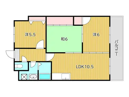 スカール上上津役(3LDK/2階)の間取り写真