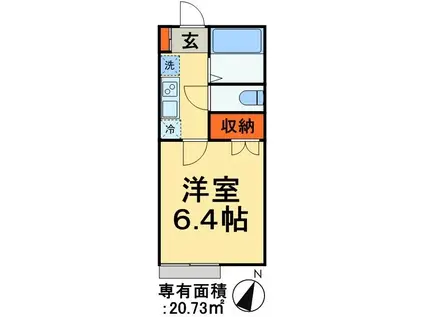 ジオメトリ八潮(1K/2階)の間取り写真