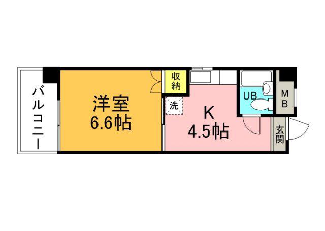 川本ビル(1K/5階)の間取り写真