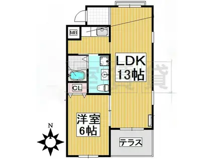 ラパン・ドゥ(1LDK/1階)の間取り写真