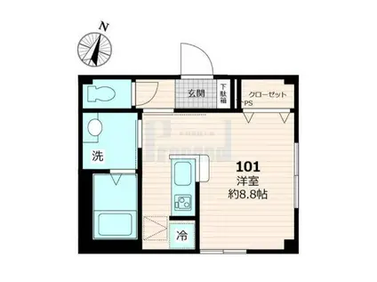 ビューノ小竹向原(ワンルーム/1階)の間取り写真