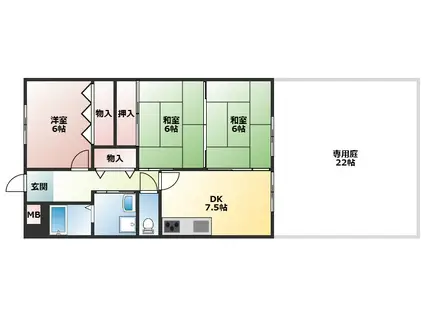 スクェア・ヴィレッジ(3DK/1階)の間取り写真