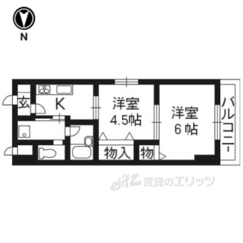 フォルティー西大路(2K/5階)の間取り写真