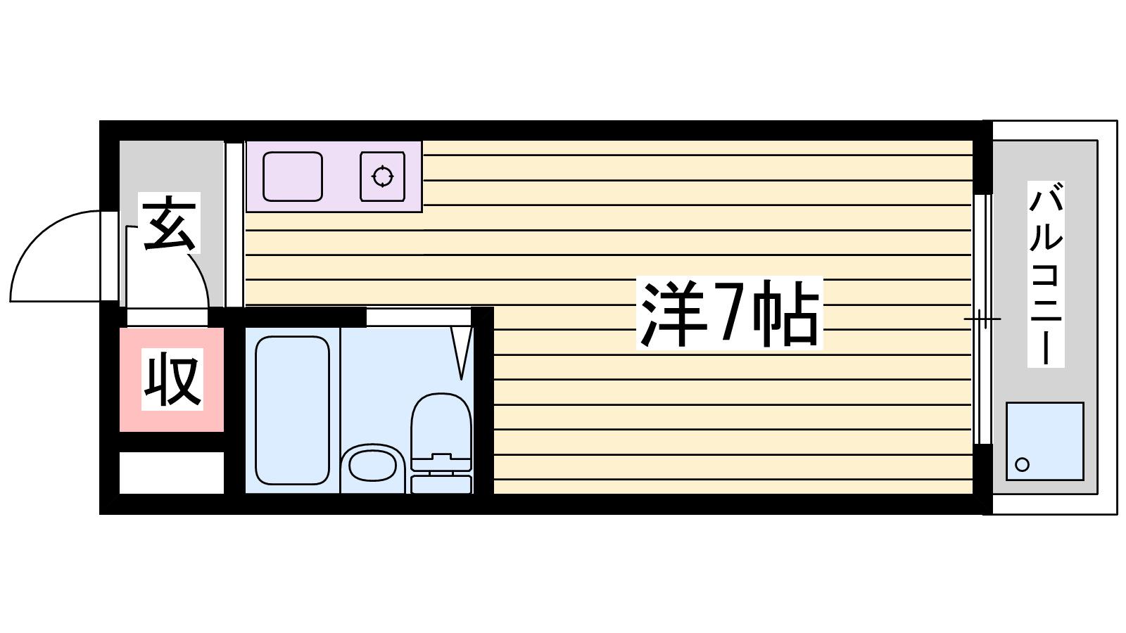 リッチライフ伊川谷I(ワンルーム/3階)の間取り写真