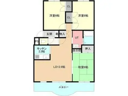 ガーデンコアひまわり(3LDK/1階)の間取り写真