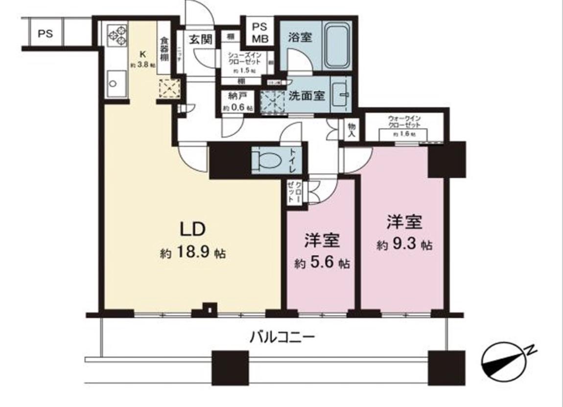 ザ・パークハウス西新宿タワー60(2LDK/52階)の間取り写真