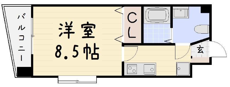 ベルガ北方(1K/3階)の間取り写真