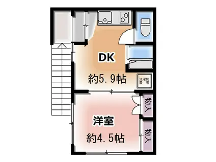 アパートメント311(1DK/2階)の間取り写真