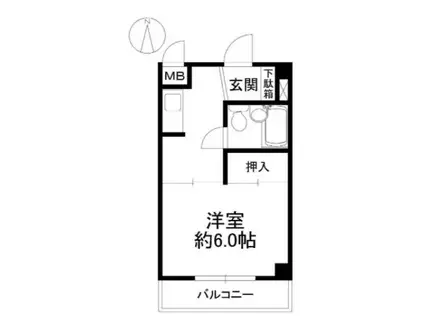 SIハイツ岩屋I(1K/3階)の間取り写真