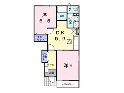 バーミィ(2DK/1階)の間取り写真
