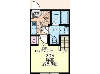 ティナ小田急相模原(1K/2階)の間取り写真