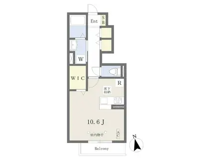 プレミエール B棟(ワンルーム/1階)の間取り写真