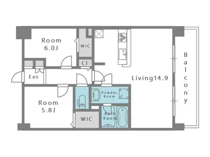 ポラリス松ヶ枝(2LDK/4階)の間取り写真