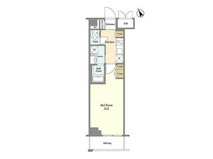 ディームス初台II(1K/3階)の間取り写真