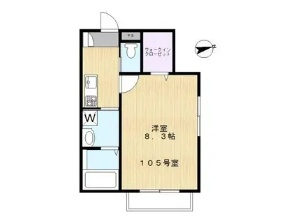 NEST HAUS(1K/1階)の間取り写真