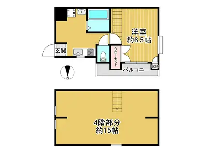 ラ・メゾンドール芦屋(1SK/3階)の間取り写真