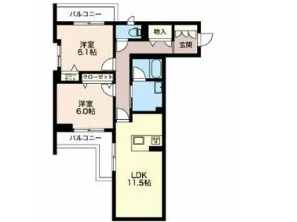 マノワール(2LDK/2階)の間取り写真