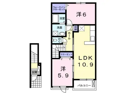 ミニョンIII(2LDK/2階)の間取り写真