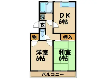サンハイム新富(2DK/1階)の間取り写真