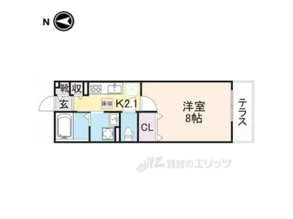 イリーデⅠ(1K/1階)の間取り写真