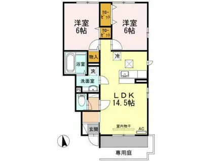 キャトルセゾン B棟(2LDK/1階)の間取り写真