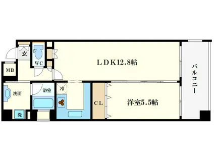 リーガル靭公園南(1LDK/4階)の間取り写真