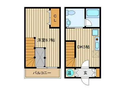 アビロード(1DK/1階)の間取り写真