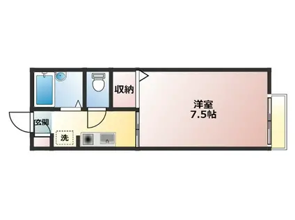 ウィル・ユー(1K/2階)の間取り写真