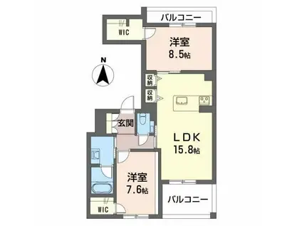 アルファテラス洲雲(2LDK/3階)の間取り写真