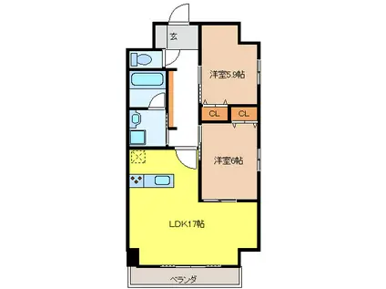 レジデンス辰己3番館(2LDK/5階)の間取り写真